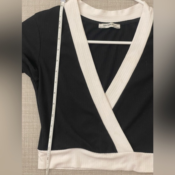 Zara Short Sleeve V Neck Short Sleeve Crop Top S - Picture 6 of 6